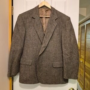 Magee Donegal Tweed Blazer Mens Brown Herringbone Handwoven Wool Jacket Ireland